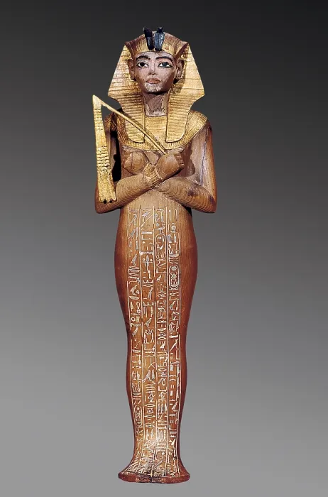 Framed Print : Shabti figure of the king. 1370 -1352 BC. Tomb of Tutankhamun. Represented as Osiris. Painted wood. Egyptian art. New Kingdom. Sculpture on wood. EGYPT. Cairo. Egyptian Museum