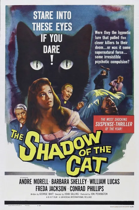 Framed Print : THE SHADOW OF THE CAT, US poster, from left: Conrad Phillips, Barbara Shelley, Freda Jackson, 1961