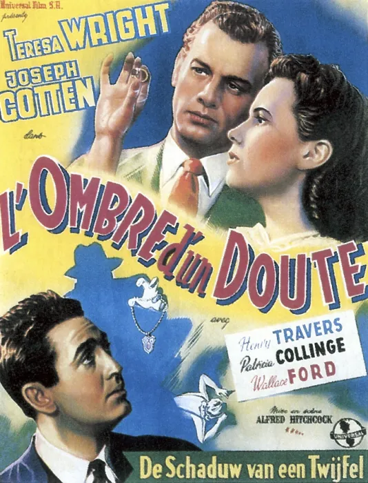 Framed Print : SHADOW OF A DOUBT, (aka L'OMBRE D'UN DOUTE), French poster art, from left: Macdonald Carey, Joseph Cotten, Teresa Wright, 1943 Framed Print : SHADOW OF A DOUBT, (aka L'OMBRE D'UN DOUTE), French poster art, from left: Macdonald Carey, Joseph Cotten, Teresa Wright, 1943
