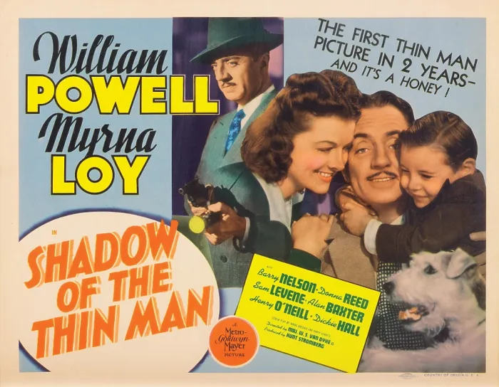 Framed Print : SHADOW OF THE THIN MAN, US lobbycard, William Powell, Myrna Loy, Dickie Hall, Asta, 1941 Framed Print : SHADOW OF THE THIN MAN, US lobbycard, William Powell, Myrna Loy, Dickie Hall, Asta, 1941