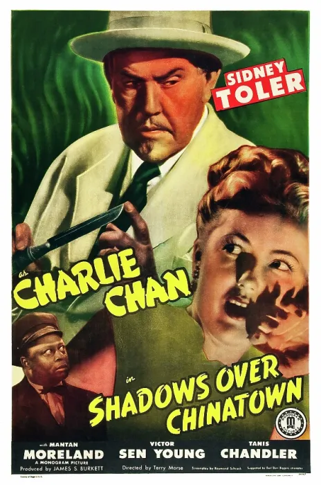 Framed Print : SHADOWS OVER CHINATOWN, top: Sidney Toler, bottom left: Mantan Moreland, bottom right: Tanis Chandler, 1946