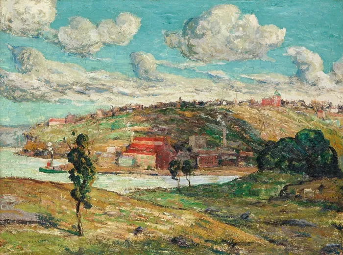 Framed Print : SHADOWS, SPUYTEN DUYVIL HILL, by Ernest Lawson, 1910, Canadian-American painting, oil on canvas