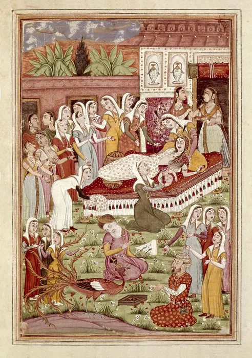 Framed Print : Shahnameh. The Book of Kings. 16th c. The Birth of Rostam by Caesarean. Gouache on paper. F01v. Hindu art. ; Persian art. Safavid period. Miniature Painting. FRANCE. Chantilly