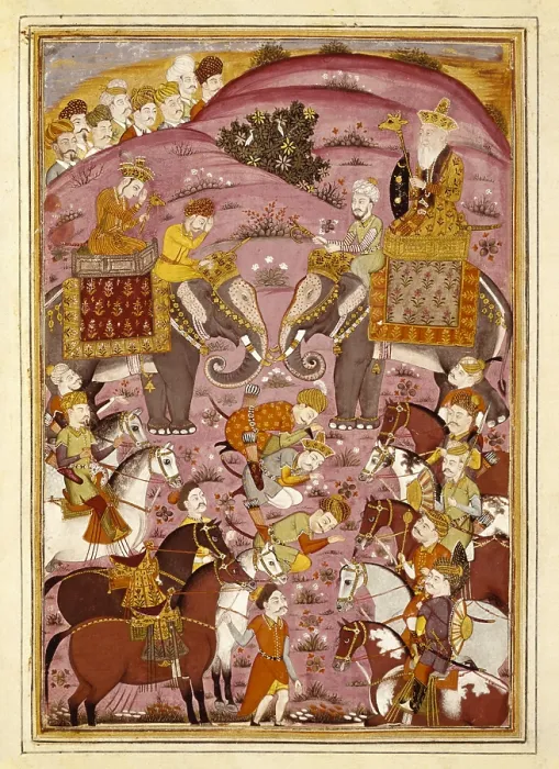 Framed Print : Shahnameh. The Book of Kings. 16th c. First Meeting of Rostam and his Grandfather, Sam. Gouache on paper. F05v. Persian art. Safavid period. Miniature Painting. FRANCE. Chantilly Framed Print : Shahnameh. The Book of Kings. 16th c. First Meeting of Rostam and his Grandfather, Sam. Gouache on paper. F05v. Persian art. Safavid period. Miniature Painting. FRANCE. Chantilly