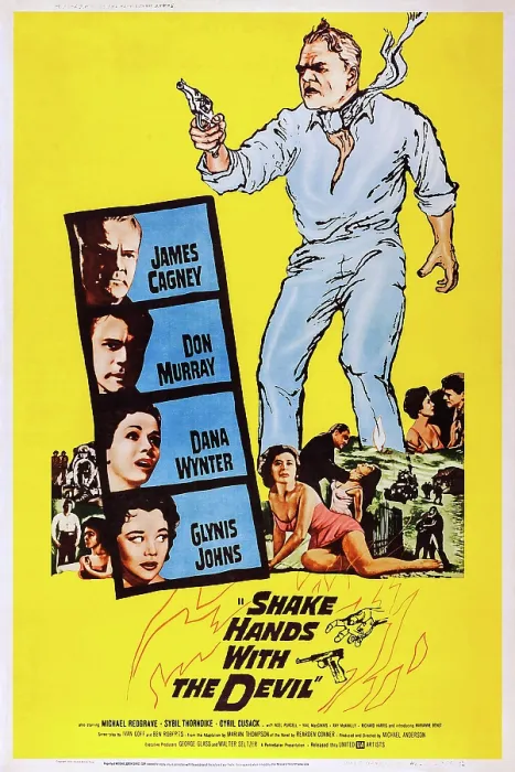 Framed Print : SHAKE HANDS WITH THE DEVIL, US poster art, from top: James Cagney, Don Murray, Dana Wynter, Glynis Johns, 1959