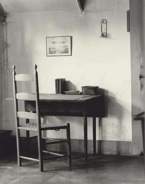 Framed Print : Shaker sewing table and chair at the Hancock Shaker Village near Pittsfield, Massachusetts