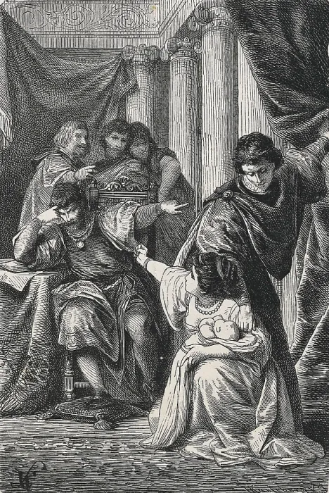Framed Print : SHAKESPEARE, William (1564-1616). Illustration for William Shakespeare's work 'The Winter's Tale', written in 1610. Scene of Leontes throwing Paulina out
