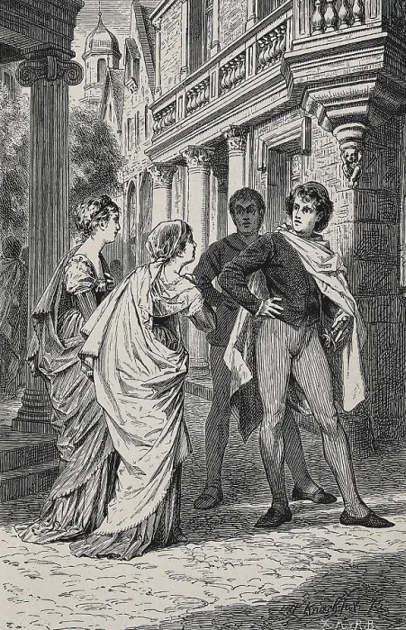 Framed Print : SHAKESPEARE, William (1564-1616). Illustration for William Shakespeare's work 'The Comedy of Errors', written between 1592-1593. Scene with Antipholus and Luciana