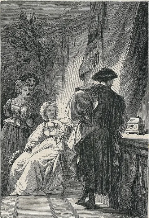 Framed Print : SHAKESPEARE, William (1564-1616). Scene from William Shakespeare's work 'The Merchant of Venice' (ca.1596)