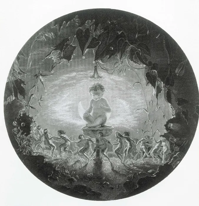 Framed Print : SHAKESPEARE, William (1564-1616). Illustration for William Shakespeare's work 'A Midsummer Night's Dream', written in 1594. Scene of Puck and the fairies