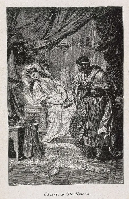 Framed Print : SHAKESPEARE, William (1564-1616). Scene of the play 'Othello'. Death of Desdemona. Engraving. AISA / Everett Collection**US SALES ONLY**