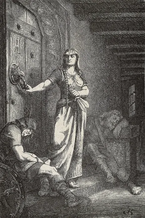 Framed Print : SHAKESPEARE, William (1564-1616). Scene with Lady Macbeth at Duncan's chamber, from William Shakespeare's work 'Macbeth' (1606). Illustration from 1881 Framed Print : SHAKESPEARE, William (1564-1616). Scene with Lady Macbeth at Duncan's chamber, from William Shakespeare's work 'Macbeth' (1606). Illustration from 1881