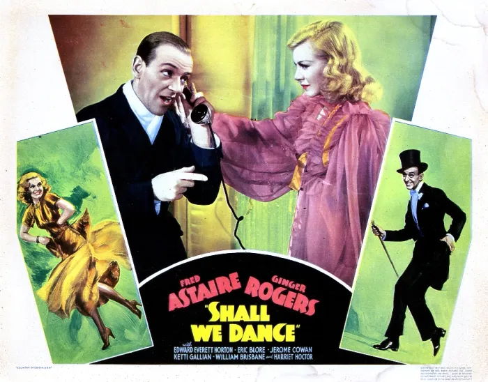 Framed Print : SHALL WE DANCE, from left, inset, Fred Astaire, Ginger Rogers, 1937