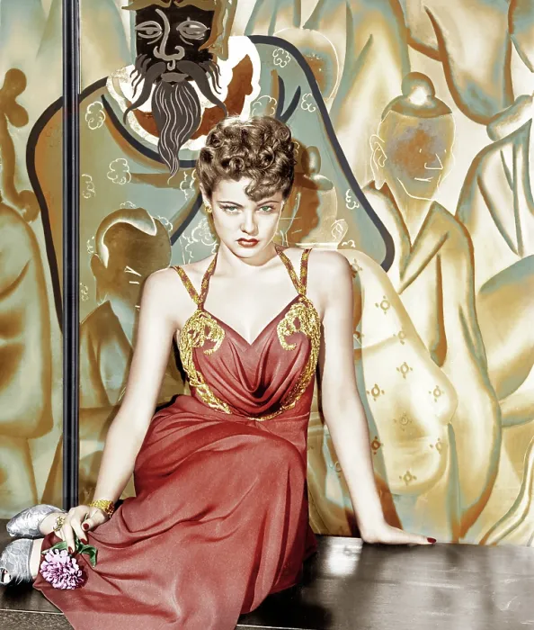 Framed Print : THE SHANGHAI GESTURE, Gene Tierney (wearing a costume designed by Oleg Cassini), 1941