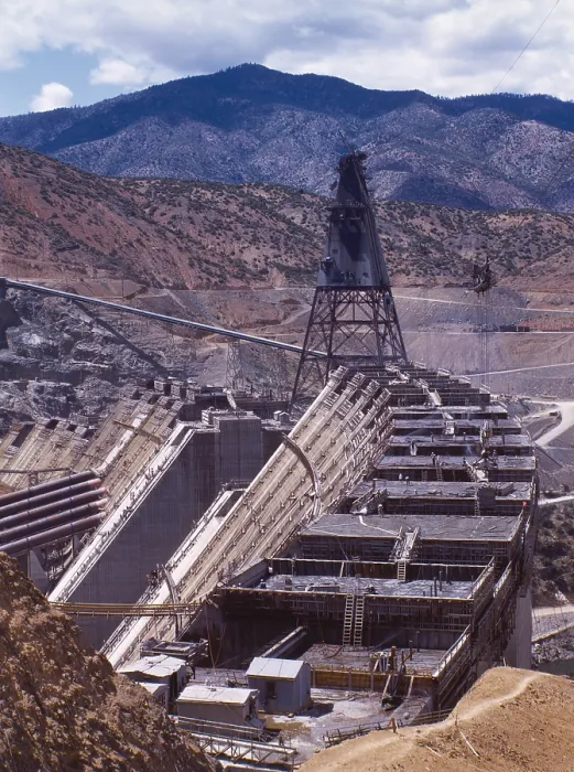 Framed Print : Shasta dam under construction, California. Built on the Sacramento River from 1938-1945