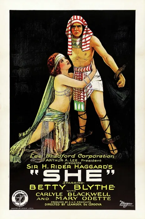 Framed Print : SHE, US poster art, from left: Betty Blythe, Carlyle Blackwell, 1925