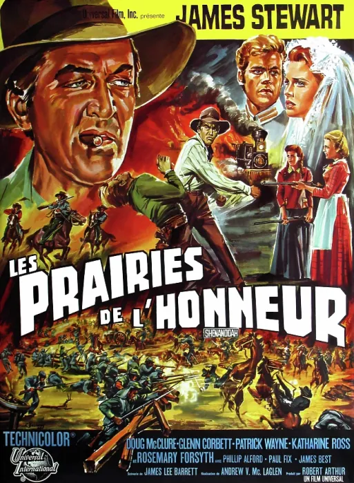 Framed Print : SHENANDOAH (aka LES PRAIRIES DE L'HONNEUR), James Stewart (left), (French poster art), 1965 Framed Print : SHENANDOAH (aka LES PRAIRIES DE L'HONNEUR), James Stewart (left), (French poster art), 1965