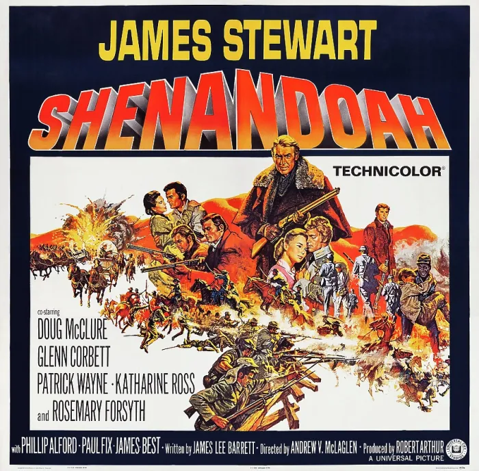 Framed Print : SHENANDOAH, US poster art, top left couple: Katherine Ross, Patrick Wayne; top, center: James Stewart, Rosemary Forsyth, Doug McClure, 1965 Framed Print : SHENANDOAH, US poster art, top left couple: Katherine Ross, Patrick Wayne; top, center: James Stewart, Rosemary Forsyth, Doug McClure, 1965