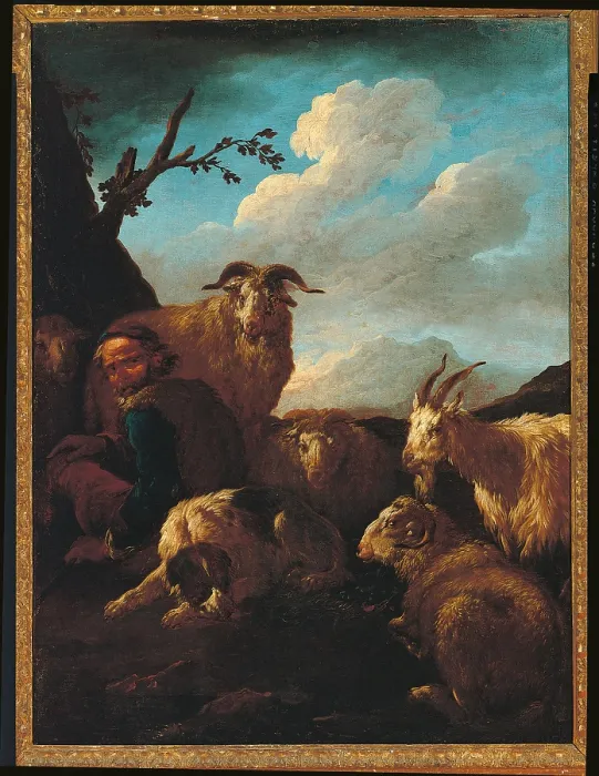 Framed Print : Shepherd with Animals, by Philipp Peter Roos known as Rosa da Tivoli, 17th Century, - Italy, Lazio, Rome, Banca dItalia Art collections. All Framed Print : Shepherd with Animals, by Philipp Peter Roos known as Rosa da Tivoli, 17th Century, - Italy, Lazio, Rome, Banca dItalia Art collections. All