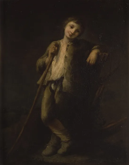 Framed Print : Shepherd leaning on a stick (Pastorello appoggiato a un bastone), by Pietro Longhi, c