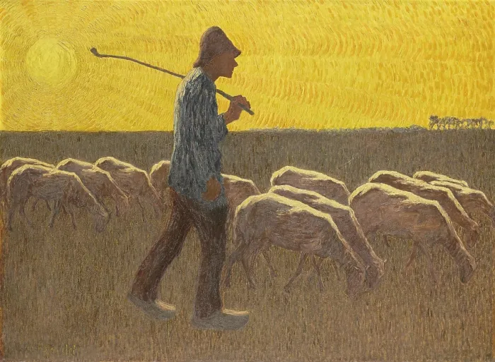 Framed Print : Shepherd with Sheep, by Cornelis Albert van Assendelft, 1900-45, Dutch painting, oil on canvas. (BSLOC_2016_1_319) Framed Print : Shepherd with Sheep, by Cornelis Albert van Assendelft, 1900-45, Dutch painting, oil on canvas. (BSLOC_2016_1_319)