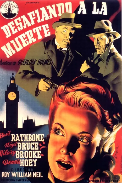 Framed Print : SHERLOCK HOLMES FACES DEATH, top to bottom, Nigel Bruce, Basil Rathbone, Hillary Brooke, 1943 Framed Print : SHERLOCK HOLMES FACES DEATH, top to bottom, Nigel Bruce, Basil Rathbone, Hillary Brooke, 1943