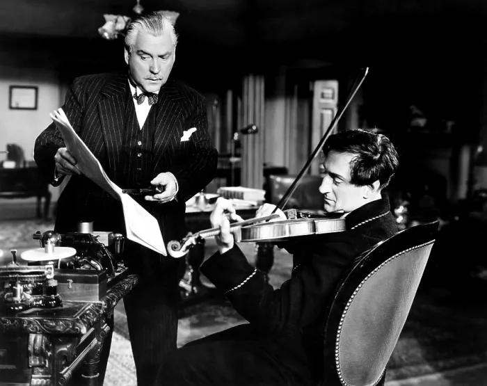 Framed Print : SHERLOCK HOLMES AND THE VOICE OF TERROR, from left, Nigel Bruce, Basil Rathbone, 1942