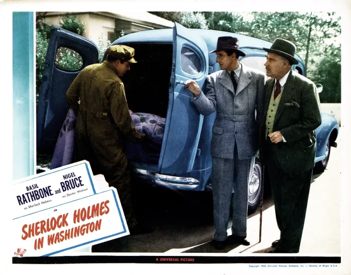 Framed Print : SHERLOCK HOLMES IN WASHINGTON, from left, Basil Rathbone, Nigel Bruce, 1942 Framed Print : SHERLOCK HOLMES IN WASHINGTON, from left, Basil Rathbone, Nigel Bruce, 1942