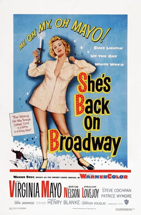 Framed Print : SHE'S BACK ON BROADWAY, US poster, Virginia Mayo, 1953