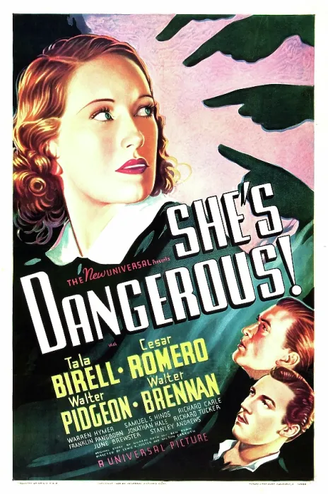 Framed Print : SHE'S DANGEROUS!, US poster art, from top: Tala Birell, Walter Pidgeon, Cesar Romero, 1937 Framed Print : SHE'S DANGEROUS!, US poster art, from top: Tala Birell, Walter Pidgeon, Cesar Romero, 1937