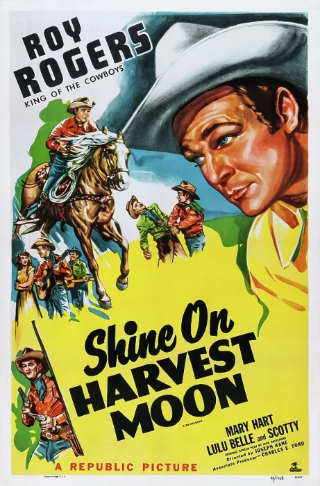 Framed Print : SHINE ON HARVEST MOON, US poster art, top left and right: Roy Rogers, 1938 Framed Print : SHINE ON HARVEST MOON, US poster art, top left and right: Roy Rogers, 1938