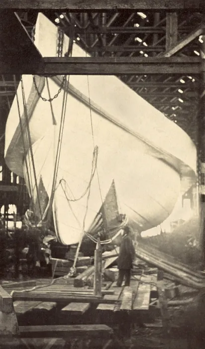 Framed Print : Ship designer, John Ericsson, posing by the hull of the Monitor Dictator, at the Delameter Iron Works, New York City, 1862-63
