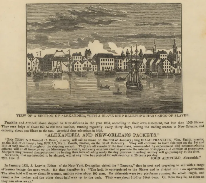 Framed Print : A ship of slaves in 1836 leaving Alexandria, Virginia on the Second Middle Passage