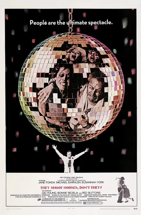 Framed Print : THEY SHOOT HORSES, DON'T THEY?, US poster, (in disco ball) top from left: Suzannah York, Michael Sarrazin; bottom from left: Jane Fonda, Red Buttons; bottom: Gig Young, 1969