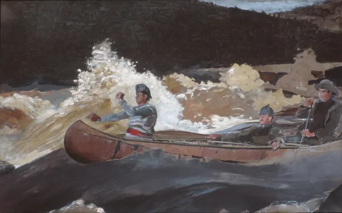 Framed Print : SHOOTING THE RAPIDS, SAGUENAY RIVER, by Winslow Homer, 1905-10, American painting, oil on canvas