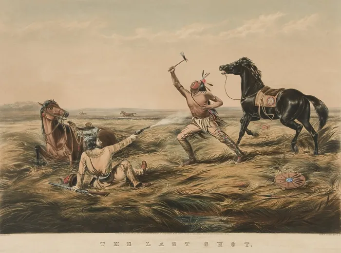 Framed Print : THE LAST SHOT, 1858, lithograph by Currier & Ives Framed Print : THE LAST SHOT, 1858, lithograph by Currier & Ives