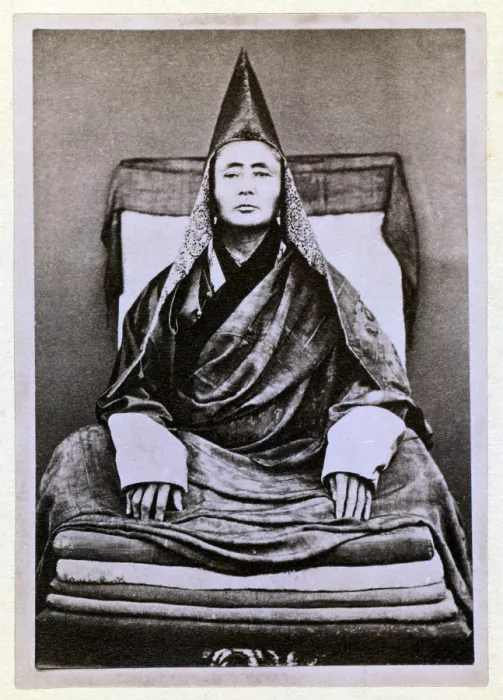 Framed Print : Siberian lama. The Buryat grand lama of the Selenginsk lamasery, portrait carte de visite ca 1870-1880s