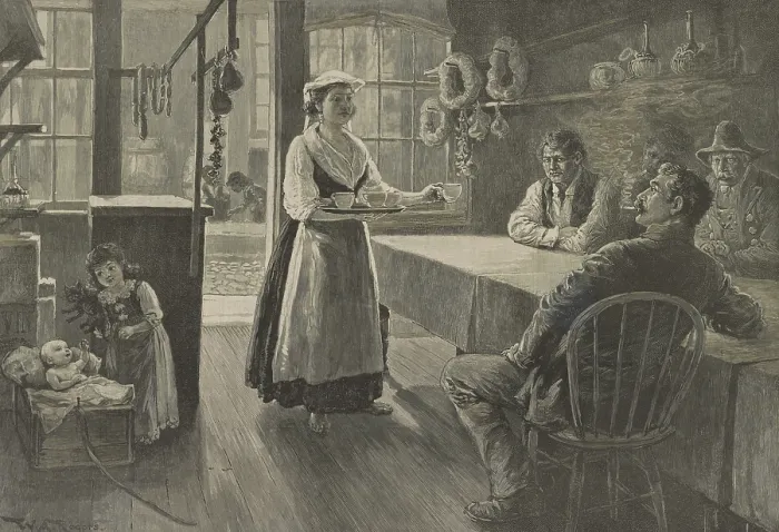 Framed Print : A Sicilian café in New York's Little Italy, in 1889