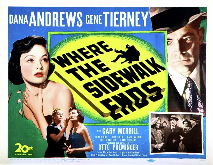 Framed Print : WHERE THE SIDEWALK ENDS, Gene Tierney, Dana Andrews, 1950, (c) 20th Century Fox, TM & Copyright / Courtesy: Everett Collection Framed Print : WHERE THE SIDEWALK ENDS, Gene Tierney, Dana Andrews, 1950, (c) 20th Century Fox, TM & Copyright / Courtesy: Everett Collection