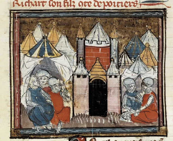 Framed Print : Siege of Chteau-Gaillard in 1204, where Philip II Augustus of France defeats John I of England. Illustration from 'Grandes Chroniques de France', 14th century