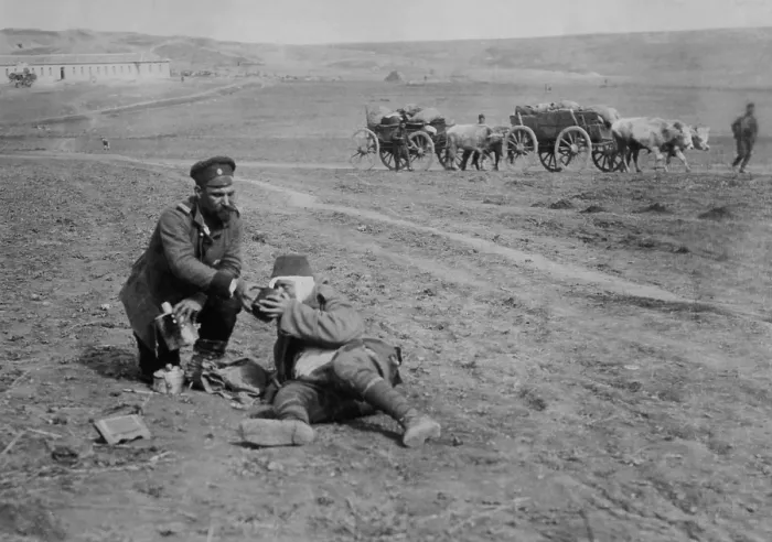 Framed Print : Siege of Ottoman Adrianople (Edirne) by Bulganian and Serbian forces, Nov. 3, 1912 -March 26, 1913. Bulgarian soldier giving water to dying Turk (BSLOC_2017_1_144) Framed Print : Siege of Ottoman Adrianople (Edirne) by Bulganian and Serbian forces, Nov. 3, 1912 -March 26, 1913. Bulgarian soldier giving water to dying Turk (BSLOC_2017_1_144)