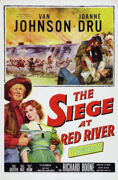 Framed Print : THE SIEGE AT RED RIVER, US poster art, bottom l-r: Van Johnson, Joanne Dru, 1954