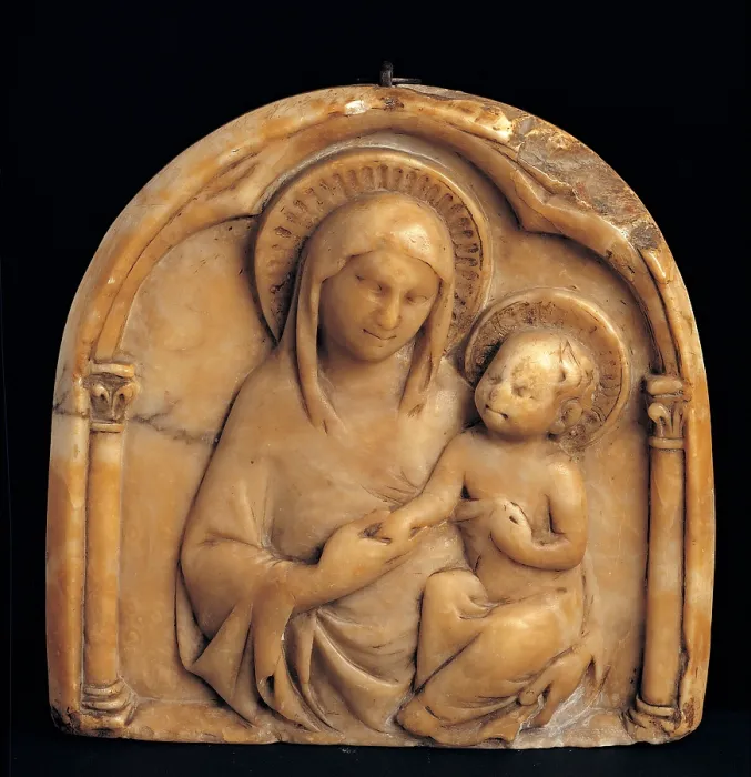 Framed Print : perhaps by Sienese anonymous artist, Madonna and Child, 1325 - 1350, 14th Century, marble, Italy, Umbria, Assisi, Perugia