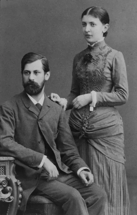 Framed Print : Sigmund Freud (1856-1939), and his fiancee Martha Bernays in June 1885, a year before their marriage
