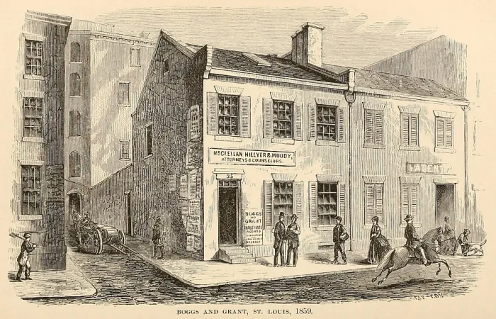 Framed Print : Sign for the office of Boggs and Grant, Real Estate Agents in St. Louis, Missouri, 1859