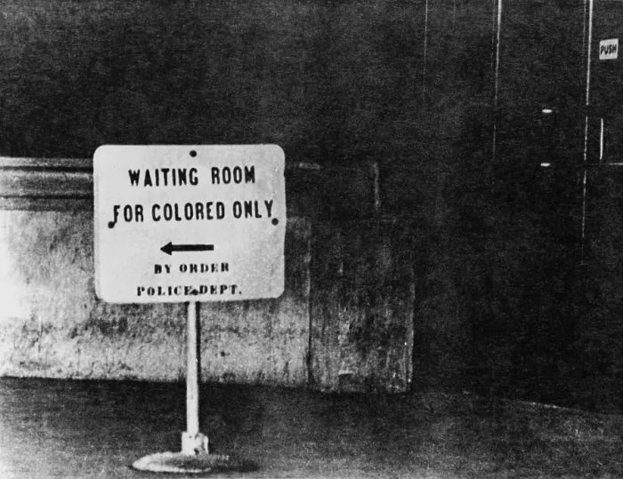 Framed Print : Sign reading waiting room for colored only, by order Police Dept. Ca. 1940s or 1950s