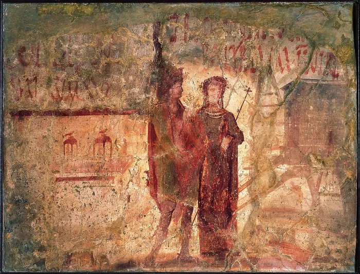Framed Print : Sign of Small Shops and Electoral Registration, by unknown artist, 70-79, 1st Century A.D. ripped fresco, 121 x 151 cm - Italy, Campania, Naples, National Archaeological Museum