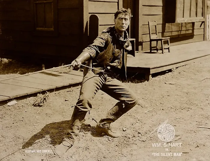 Framed Print : THE SILENT MAN, William S. Hart on lobbycard, 1917