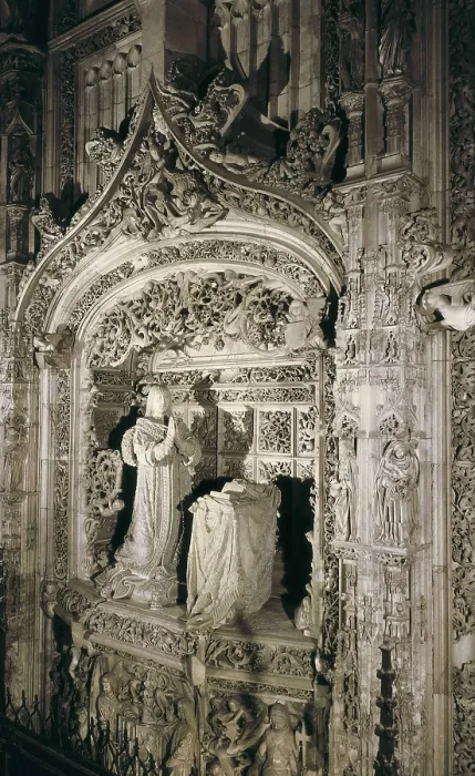 Framed Print : SILO, Gil de (1486-1501). Sepulchre of Prince Alfonso. 1489-1493. SPAIN. Burgos. Carthusian monastery of Santa Mara de Miraflores. Alabaster. Gothic art. Sculpture