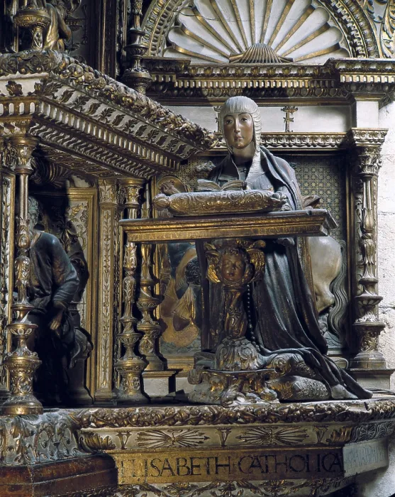 Framed Print : SILOe, Diego de (1495-1563). Isabella I the Catholic. 1st half 16th c. SPAIN. Granada. Royal Chapel. Sculpture in polychrome wood from the altarpiece of the Royal Chapel